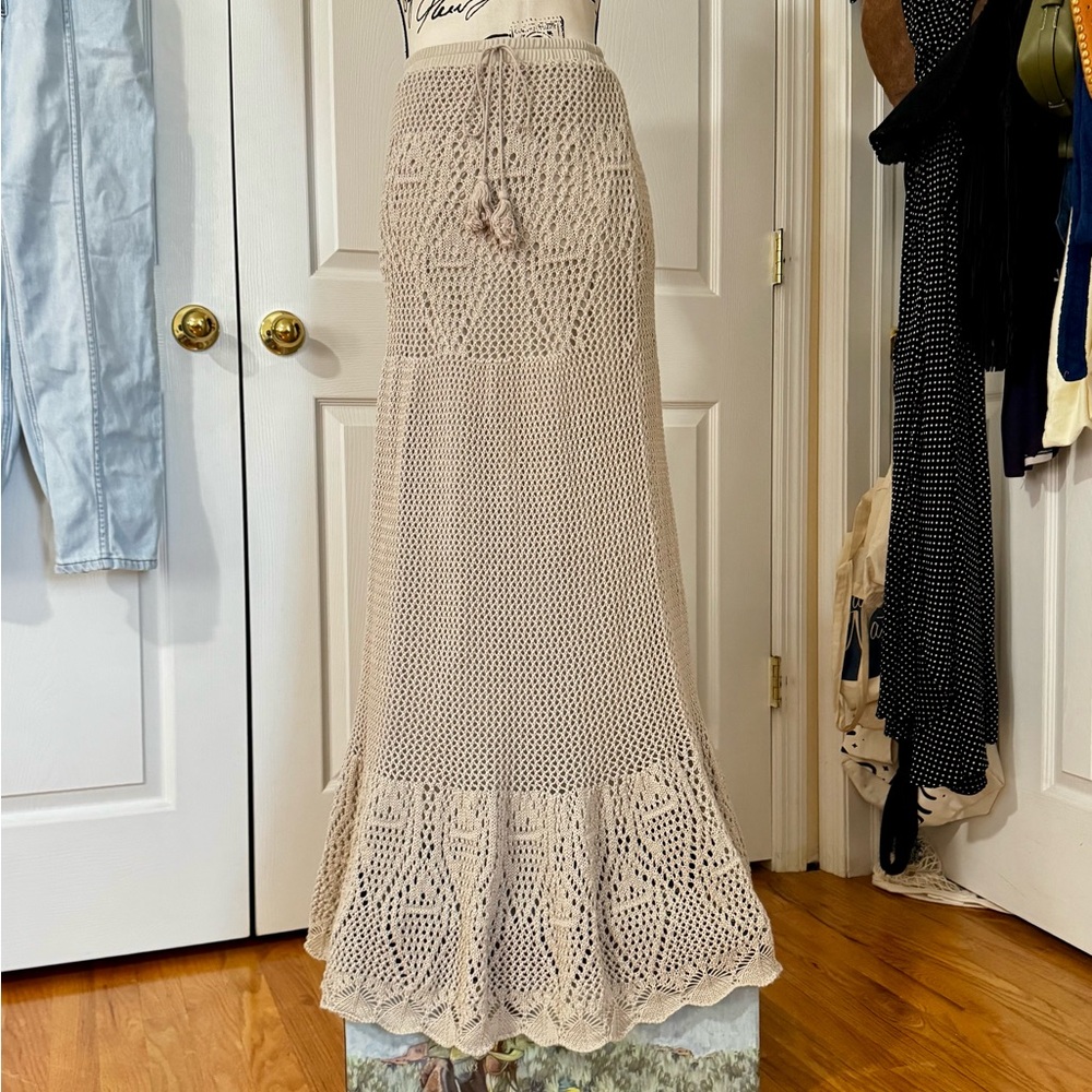 Lovestitch Cream Tiered Maxi Skirt